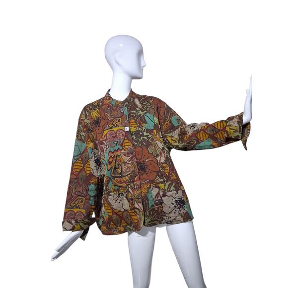 Vintage Life Style Womens 3X Quilted Floral Patchwork Artsy Boho Cardigan Jacket - Picture 14 of 14